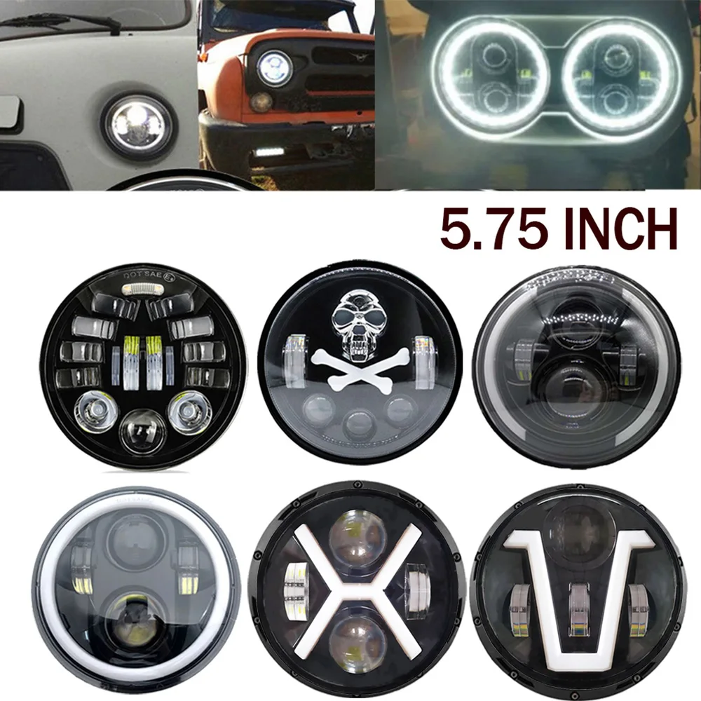 

5.75inch led DRL Headlamp For harley davidson Dyna Softail Sportster Motorbike High/Low Beam Turn signal Black LED Headlight