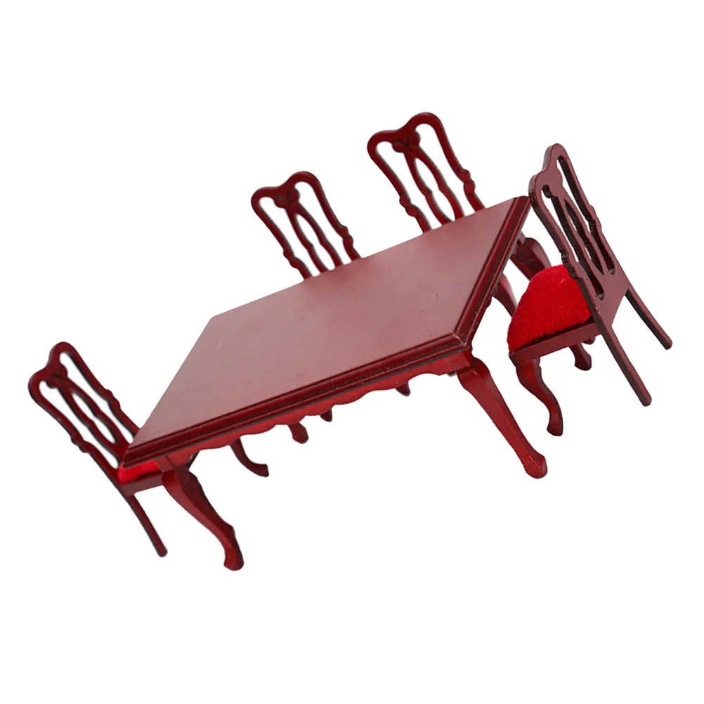 

Wooden Mini Dining Chair Set Miniature Dollhouse Accessories Miniatures Table and Chairs Furniture Toys