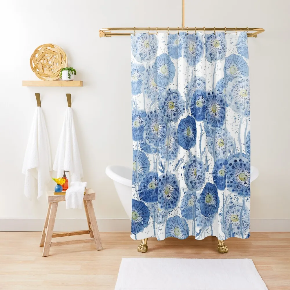 

indigo dandelion pattern Shower Curtain Shower For Bathroom Set Window Bathroom Shower Set For Bathroom Curtain