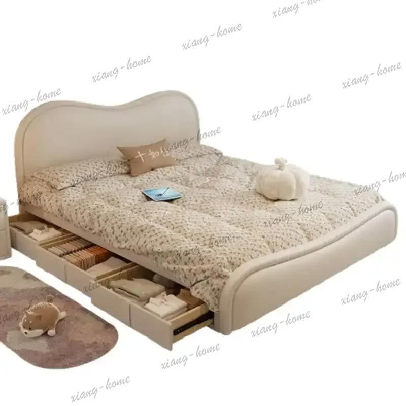PG Adults Frame Double Bed Decoration Covers Luxury Headboards Double Bed King Wooden Letto Matrimoniale Furniture