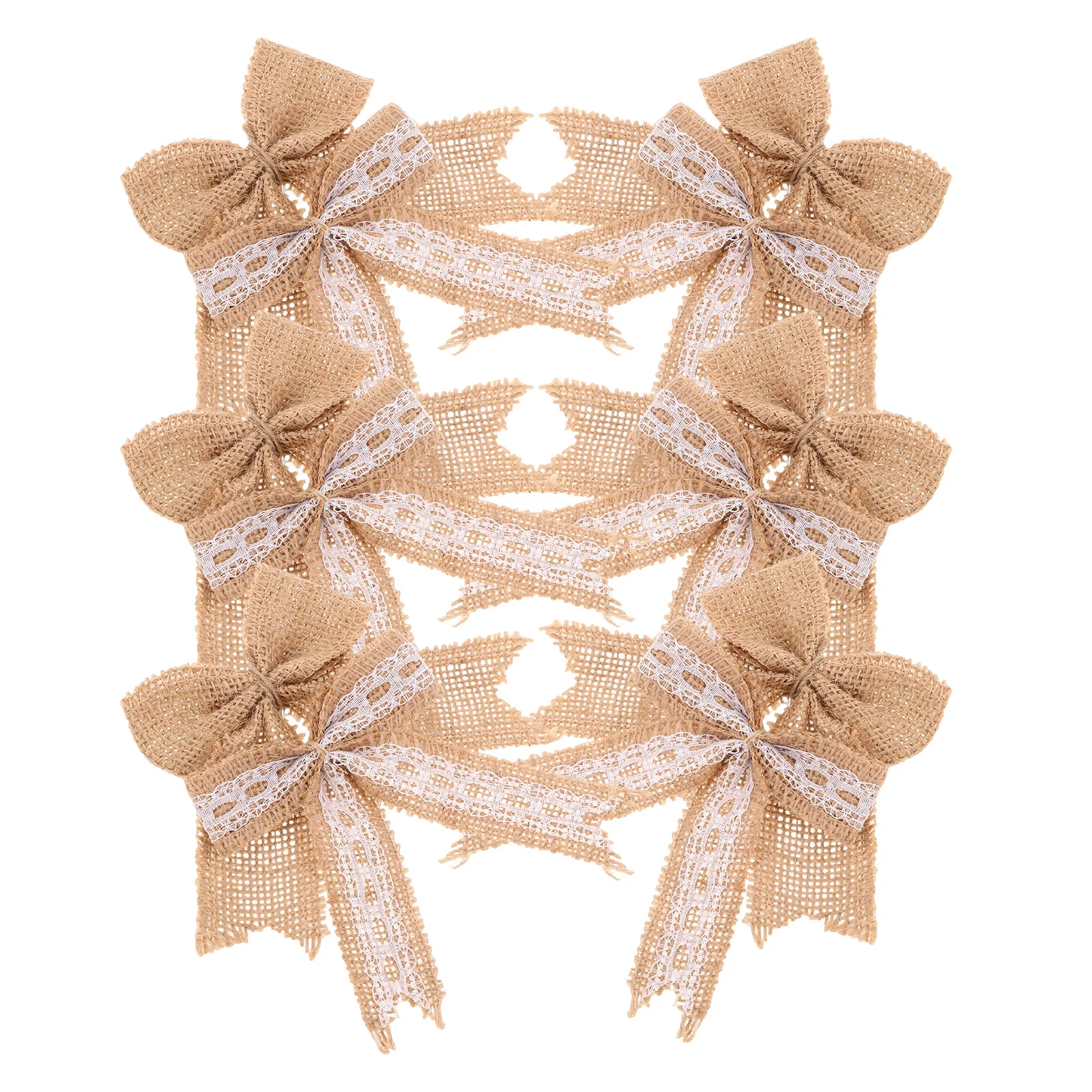 

12Pcs Rustic Burlap Bowknot Christmas Decorative Lace Bows for Wreath Garland Ornament Holiday Party Decoration Supplies