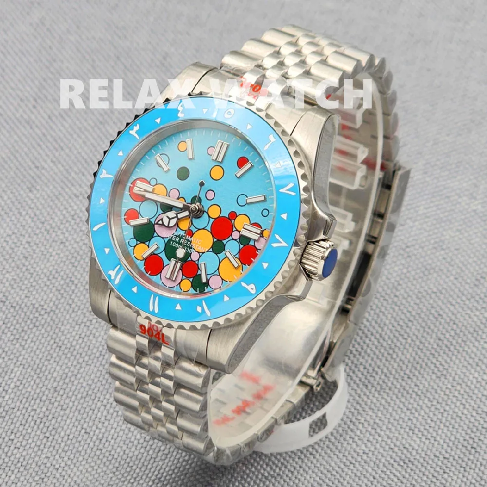 2023 New Design 40MM Sapphire Glass Stained Balloon Dial Stainless Steel Watch Japan NH35 Automatic Movement A1