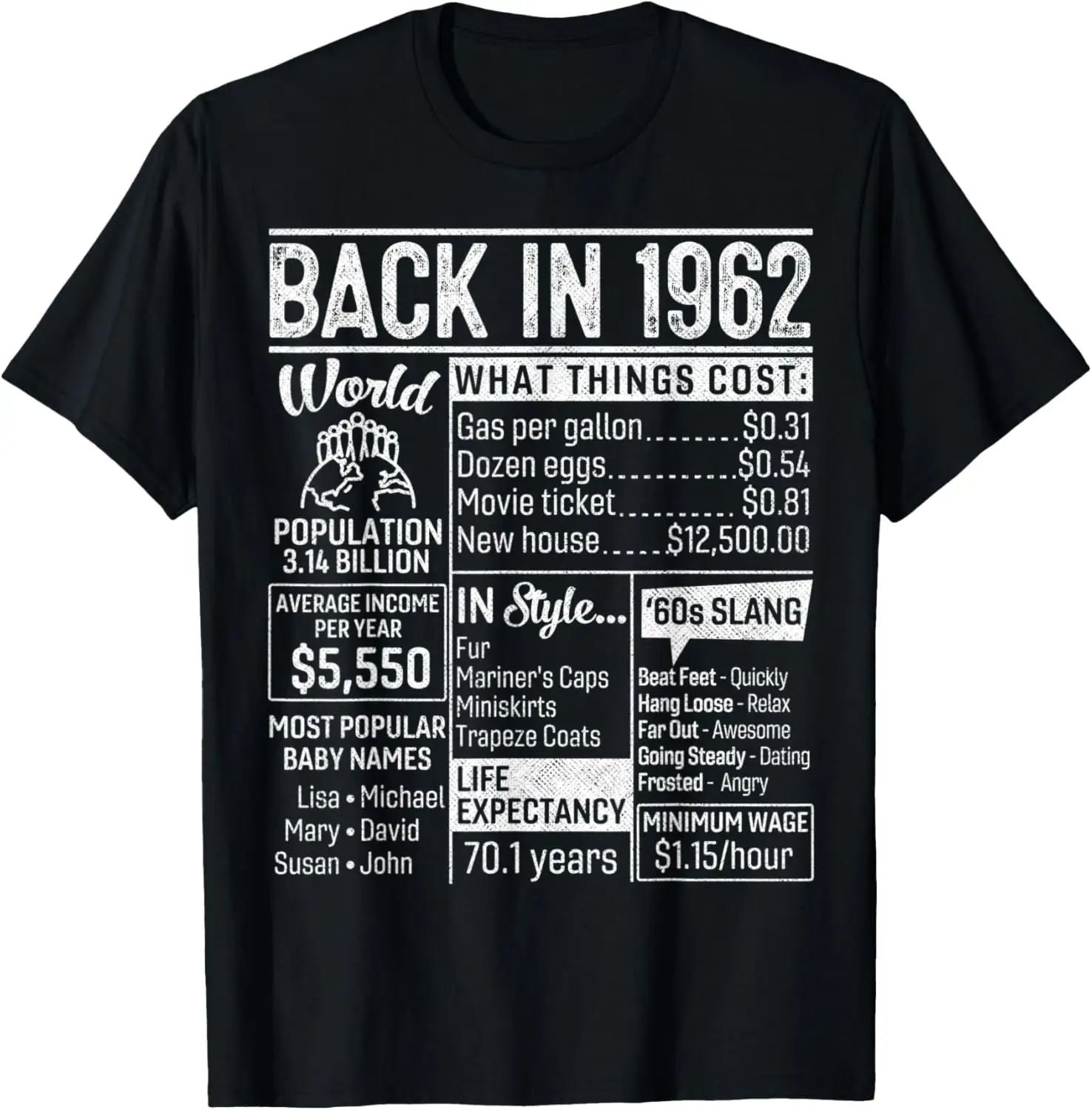 

60 Year Old Gifts Back in 1962 Retro Poster 60th Birthday T-Shirt