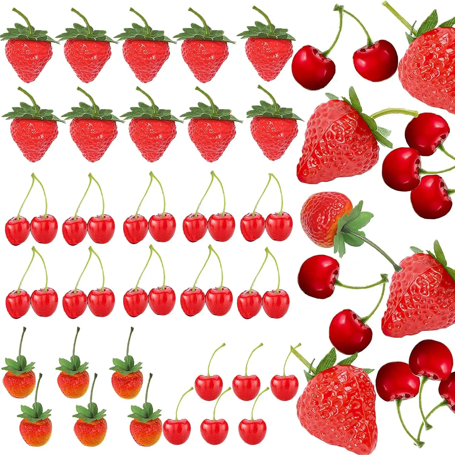 

32Pcs Artificial Strawberries Fake Fruit Cherries,Simulation Realistic Plastic Fruit Decor for Wedding,Photography Prop