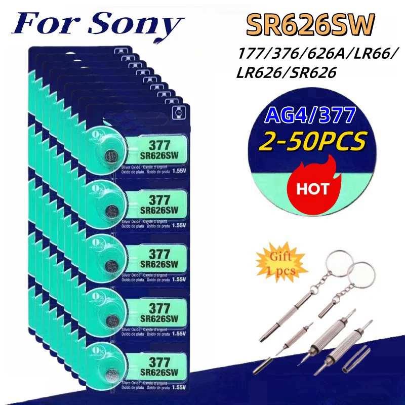 

Original For SONY AG4 377 Button Batteries SR626SW SR626 177 376 626A LR66 LR626 Cell Coin Alkaline Battery For Watch Toys Clock