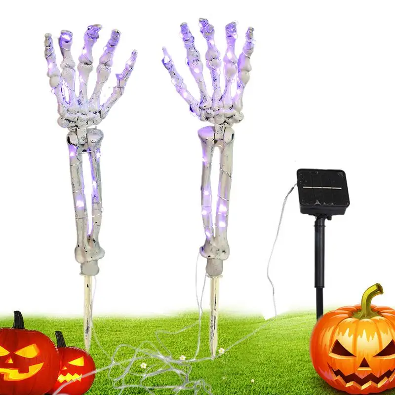 Skeleton Hands Halloween Decor Solar Pathway Lights Solar Halloween Skeleton Arms Stakes Garden Stake Lights With Sound Effect