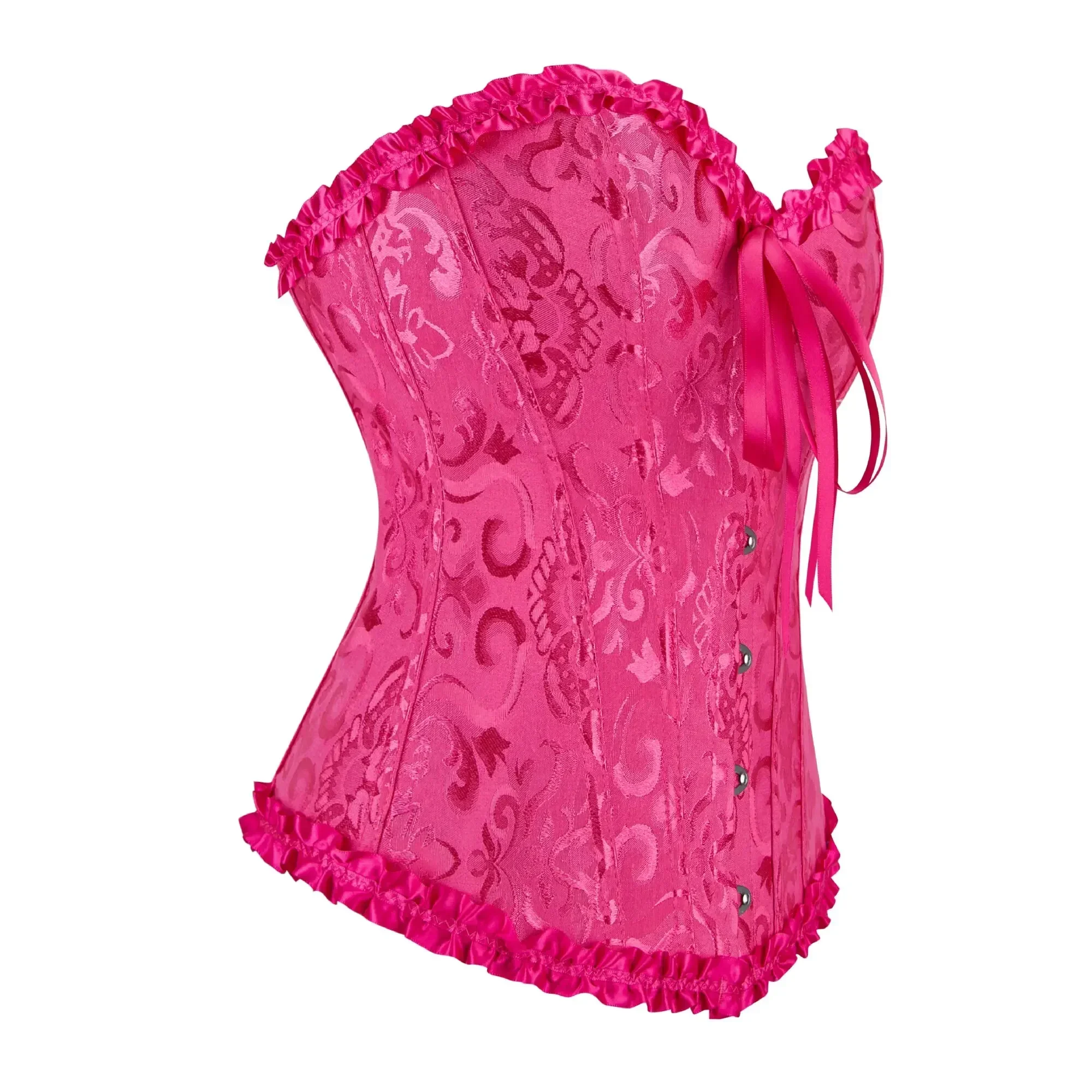 Frauen Korsett Top Jacquard Overbust Bustier Viktorianischen Sexy Lace up Floral Dessous Korset Vintage Gothic Basken Kostüm – Detail 13
