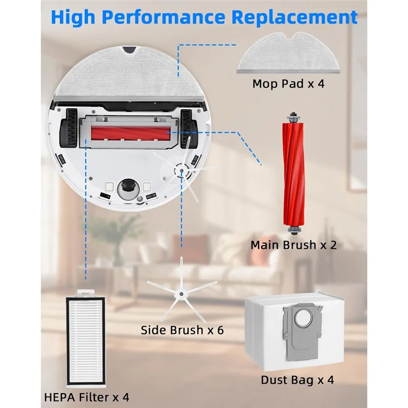 Аксессуары A97G для пылесоса Roborock Q7/Q7+/Q7 Max/Q7 Max+, основные боковые щетки HEPA-фильтры, тканевые мешки для пыли