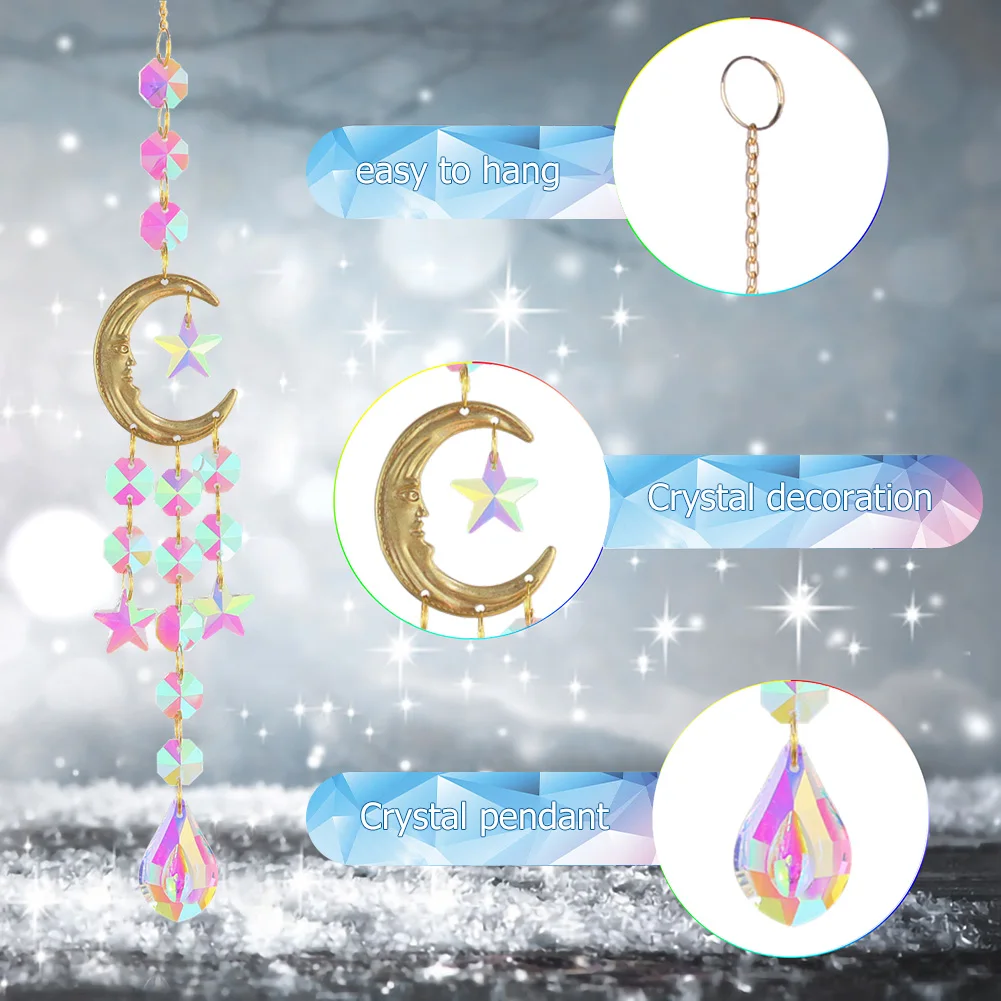 Crystal Wind Chime Prism Sun Catchers Handmade Jewellery Hanging Ornament Rainbow Chaser Curtain Garden Pendant Home Decor