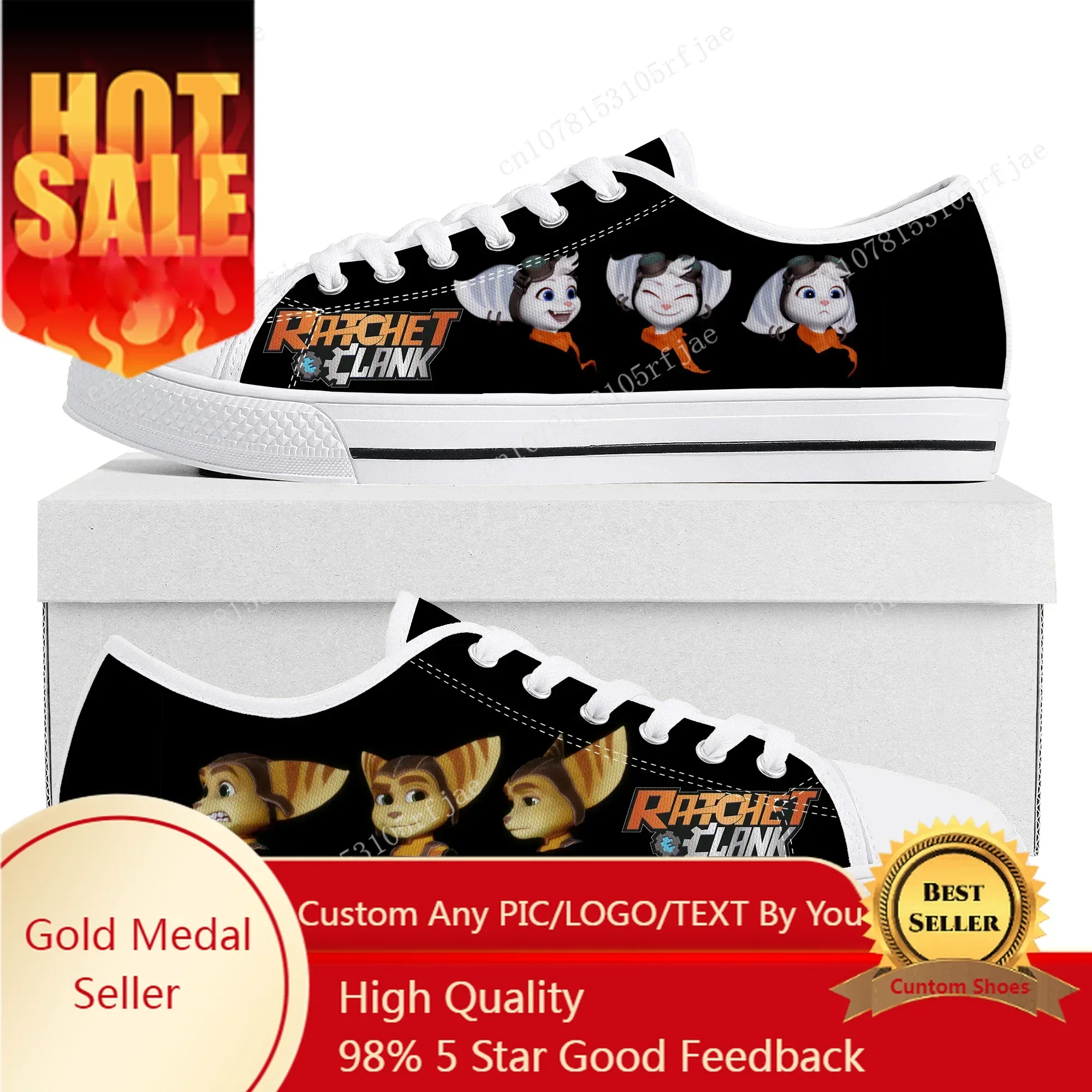 Ratchet & Clank Rift Apart Low Top Sneakers Hot Cartoon Game Womens Mens Canvas Sneaker Couple Custom Built Shoes