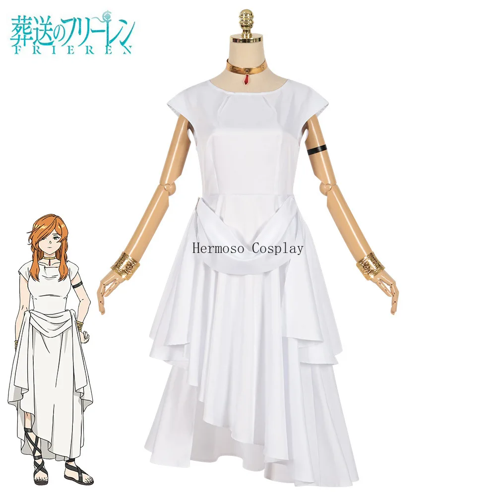 Flamme Cosplay Costume Anime Sousou No Frieren Flammel Disguise White Dress Adult Women Outfits Halloween Roleplay Con Clothes