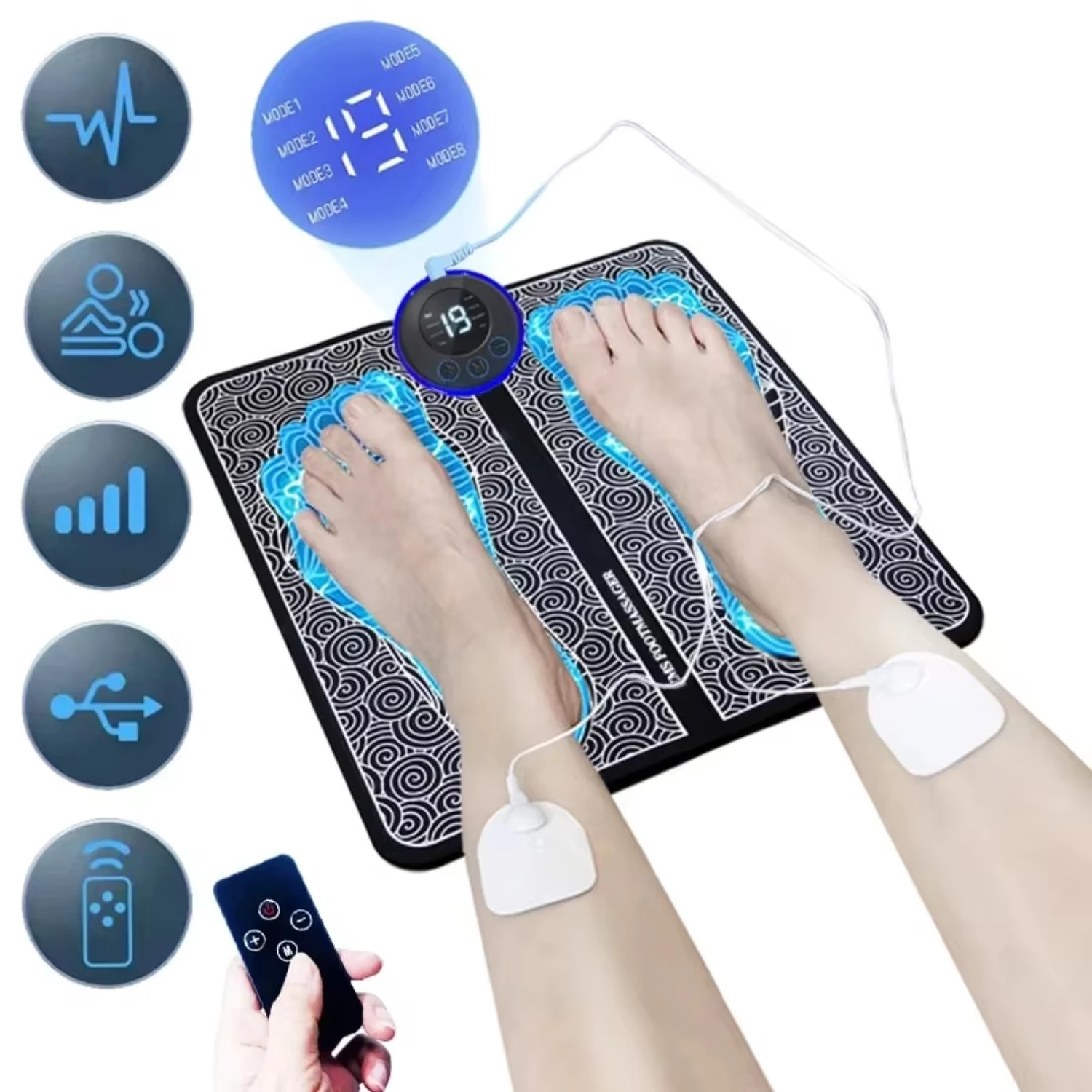 

Foot Massager Stimulation Pad Foot Massage With Remote 8 19 Levels of Strength Lightweight Relieve Foot Pressure