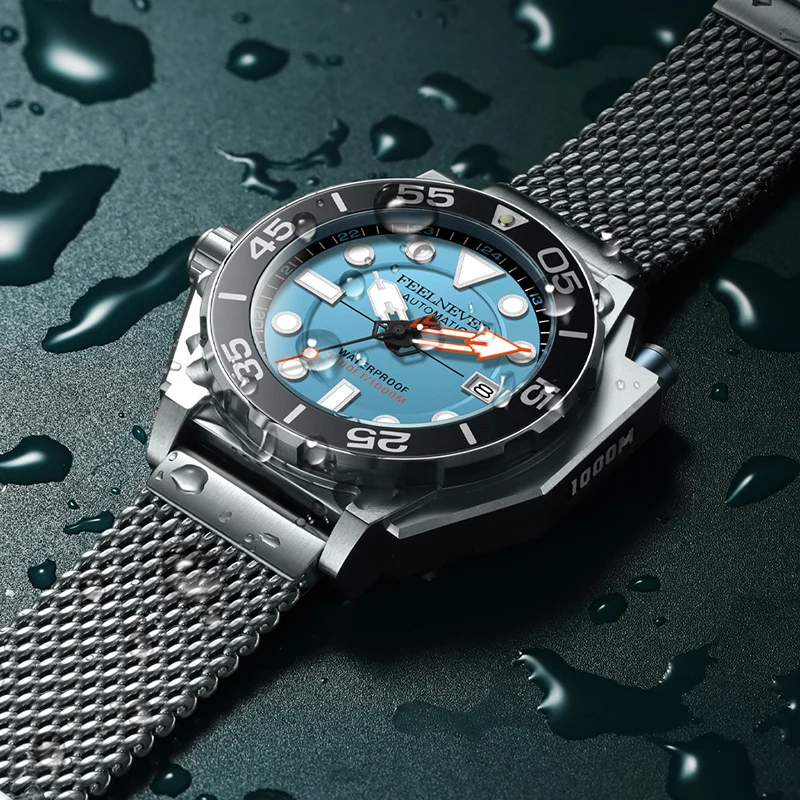 FEELNEVER New Automatic Watches for Men Top Brand Luxury Sapphire Diver Mechanical Wristwatch Male Clock Relogios Masculino+BOX view 2