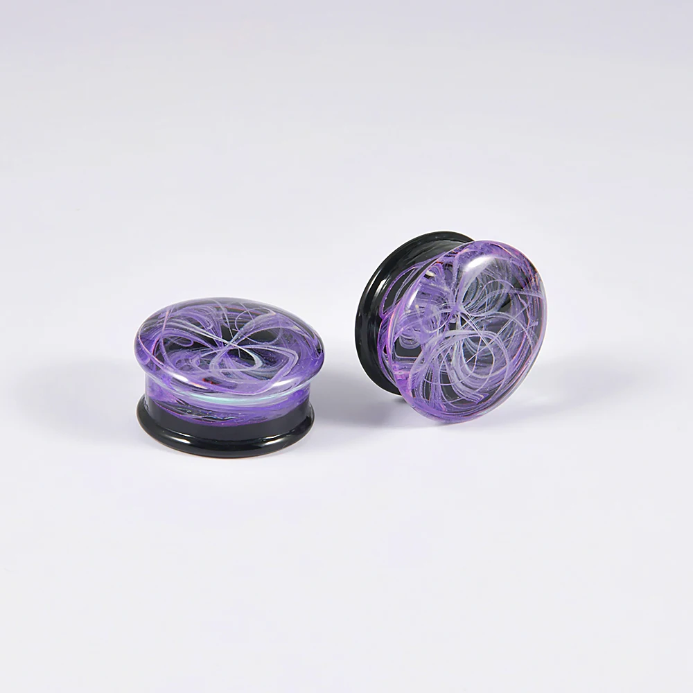 Purple Solid Glass Ear Plugs Earring Ear Tunnels Gauges Ear Lobe Body Piercing Jewelry For Women Men 8mm-25mm