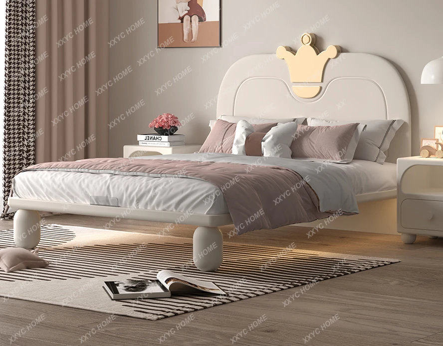 Girls' Small Apartment Solid Wood Girls' Bedroom Princess Bed Simple Modern 1 M 2 Suspension Girls' Single Bed