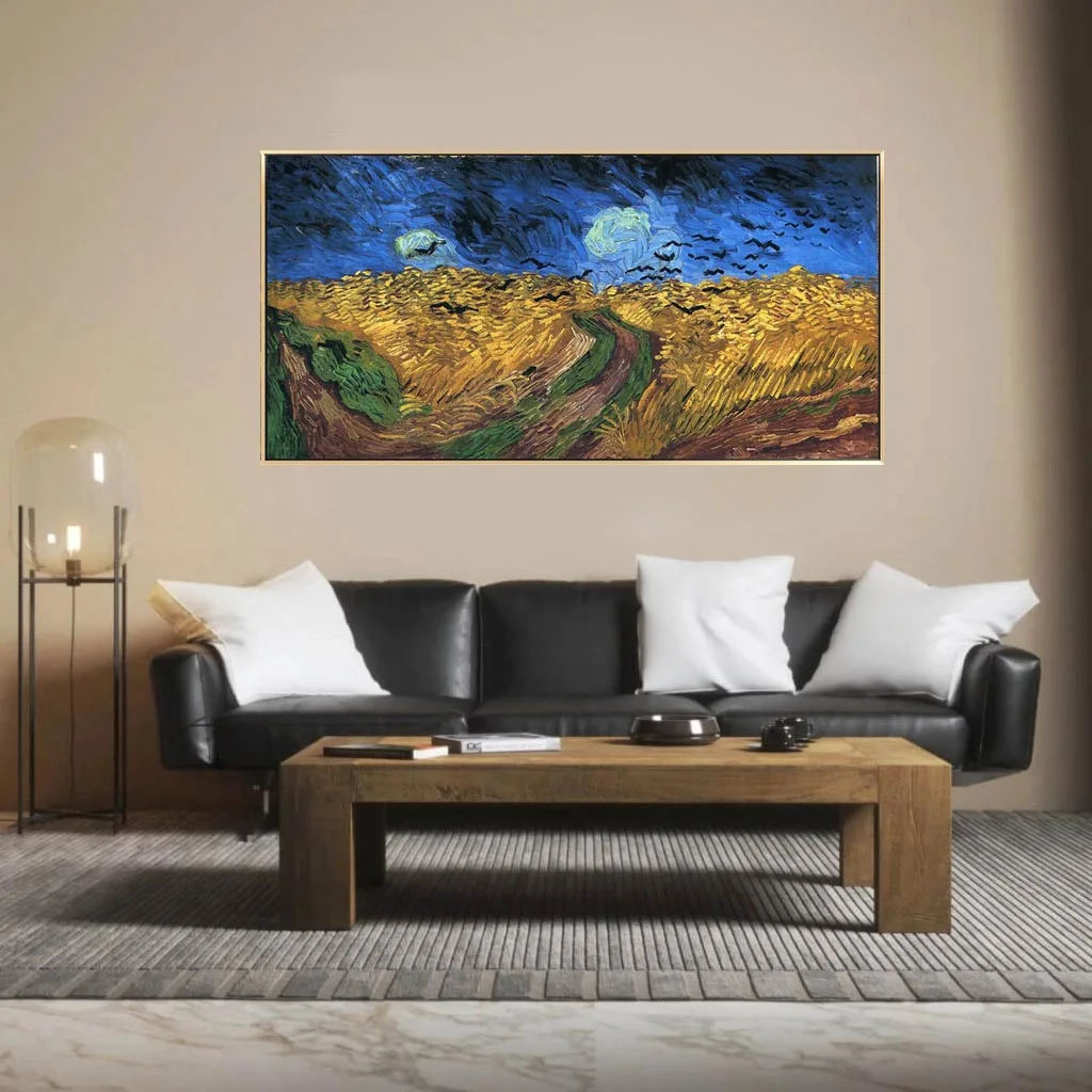 Hand painted Impressionism landscape painting reproduction of  Wheatfield with Crows by Van Gogh modern wall art free shipping