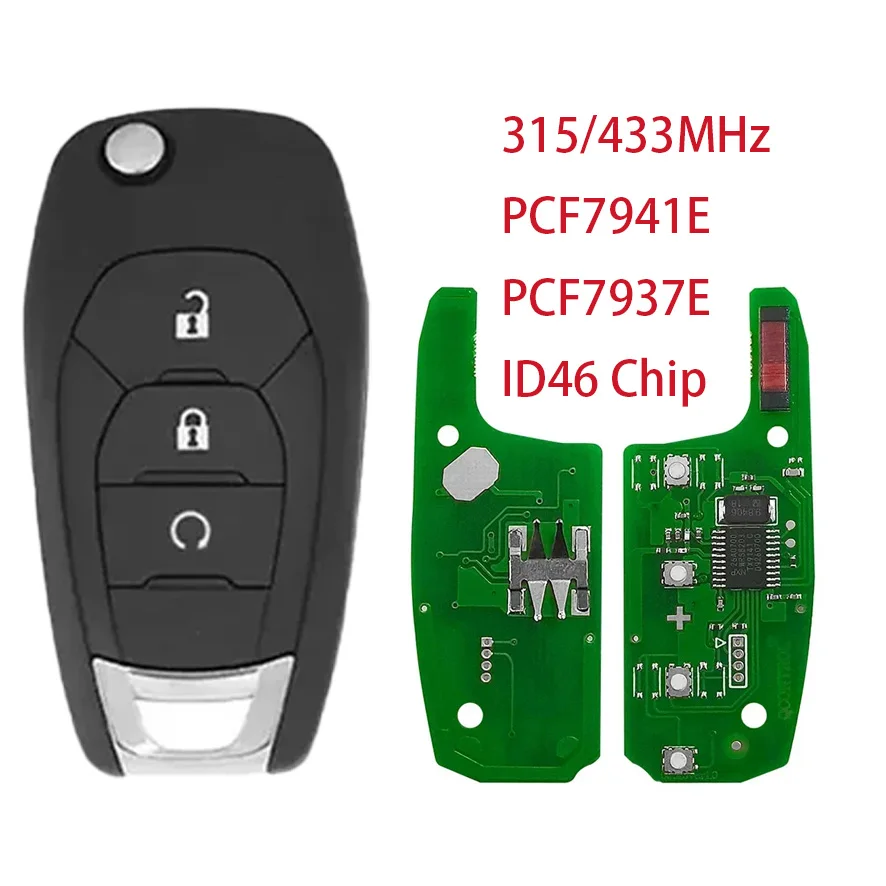 

PCF7941E PCF7937E 3-кнопочный откидной дистанционный ключ ID46 чип 315/433 МГц для Chevrolet Cruze Avo Trailblazer Onix Tracker Smart Key