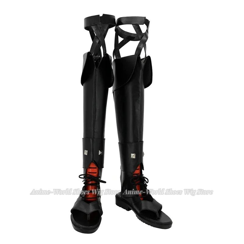 AAA 2025 فاينل فانتسي 14 FF14 راين كوسبلاي أحذية سوداء مخصصة من الجلد للجنسين