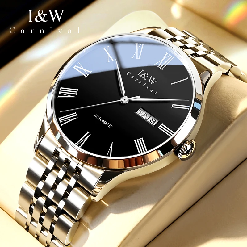 

Новые элитные мужские механические часы Carnival: водонепроницаемые, с двойным календарем, роскошные, с сапфировым стеклом, автоматические, для мужчин