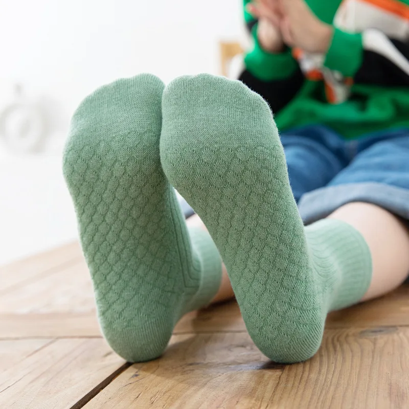 5pairs/lot 2024 New Spring Boys And Girls Socks Solid Color Cotton Socks Fashion Children Knit Socks