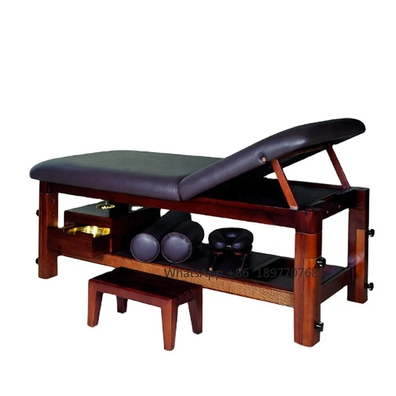 Mesa de masaje estilo tailandés Jade Ayurveda Cama de masaje SPA de madera
