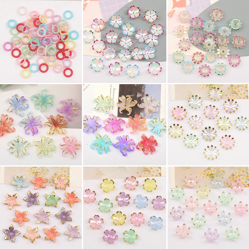 

Cordial Design Acrylic Bead/Flower Shape/Hand Made/DIY Beads Accessories/Golden Edge Effect/Jewelry Findings & Components