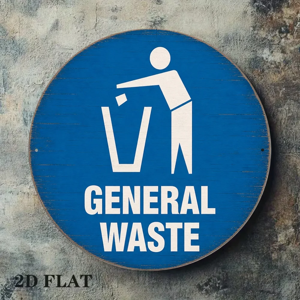 2D Round Aluminum Sign Vintage Waste Sorting Label Decor Plaque for Kitchen Office Public Space Gift