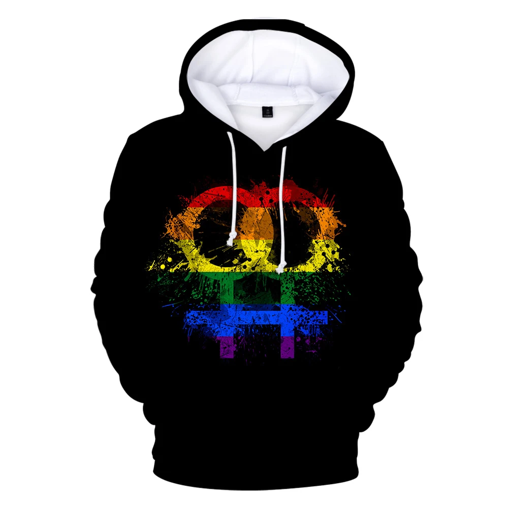 Personality 3D LGBT Flag Men Hoodie Pullovers Sweatshirt Lesbian Gay Pride Colorful Rainbow Clothes Gay Home Decor Hip Hop Hoode