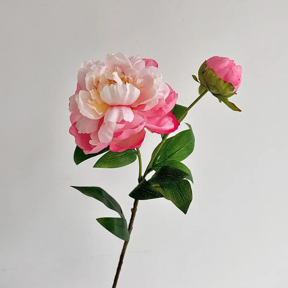 Fai da te 2 teste di peonia artificiale bouquet di stoffa di seta fiore artificiale realistico fiore di peonia pacchetto decorazione di nozze per la casa