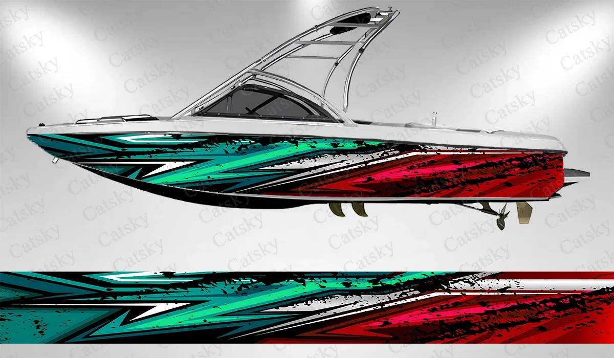 irregular geometric figures Boat Stickers Vinyl Boat Wrap for Pontoonman Console Deck Boat Fishing Platform Decal Sticker