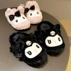 Lolita Slippers Kuromi My Melody Japanese Style Indoor Shoes Cartoon Anime Warm Slippers Autumn Winter Flat Non-slip