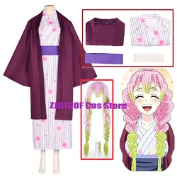 Anime Cosplay Kanroji Mitsuri Cosplay Costume Kimono Outfits Suit Halloween Party Clothes Wig