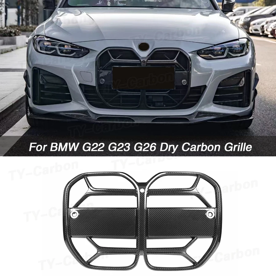 

For BMW 4 Series G22 G23 G26 2021 Car Accessories Real Dry Carbon Fiber Front Bumper Kidney Grille Without ACC & With ACC