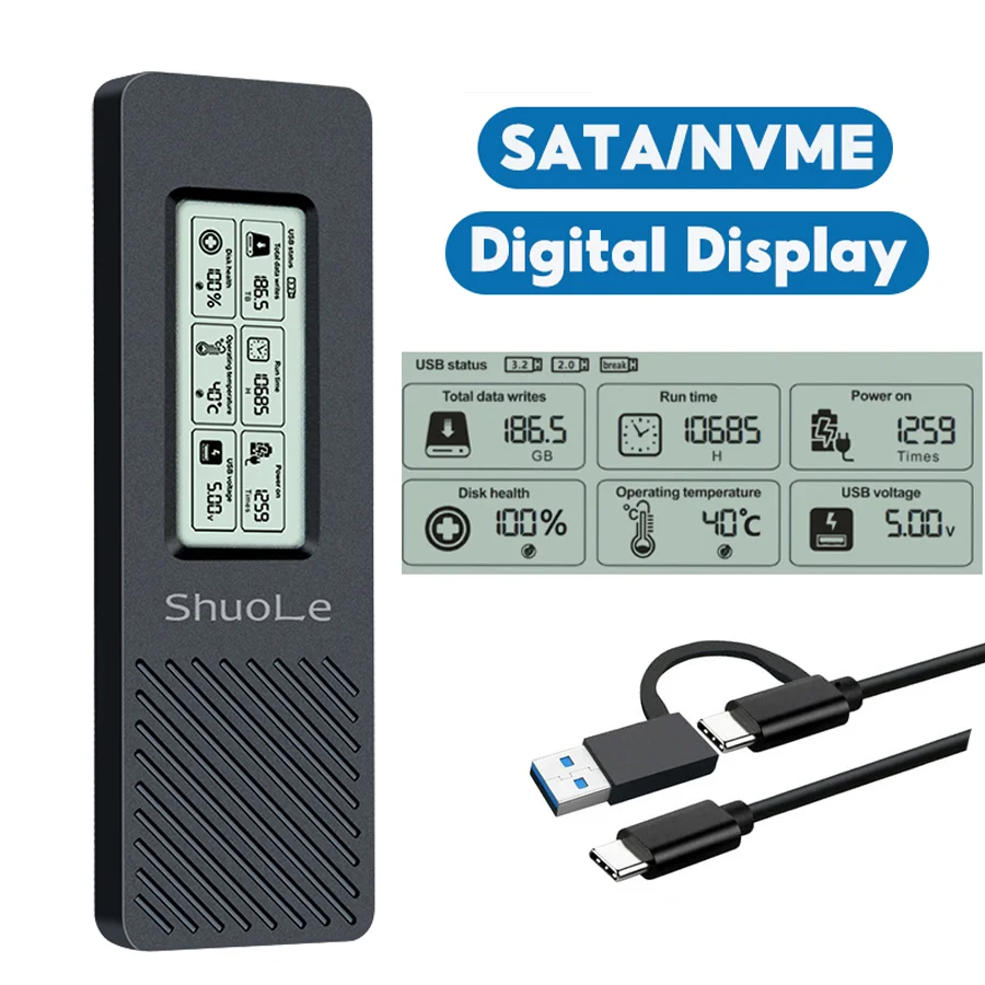 M.2 NVMe SATA SSD Enclosure Dual Protocol NVMe SATA to USB 3.2 10 Gbps NVMe PCI-E M.2 SSD Case Support UASP For Hard Disk