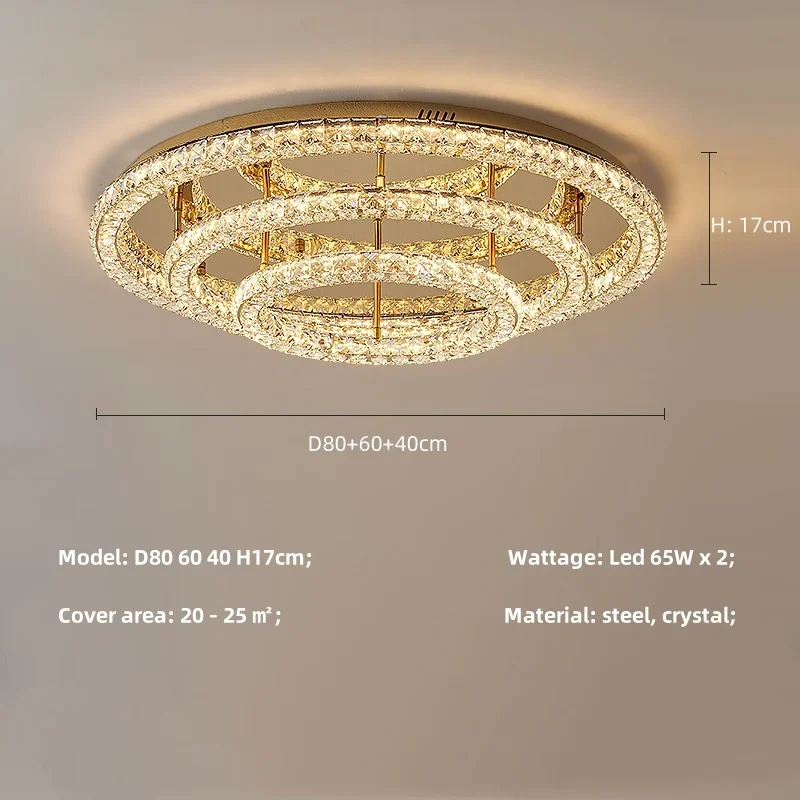 Luxe gouden LED-plafondlamp moderne kristallen ronde plafondkroonluchter voor woonkamer hotelhal slaapkamer restaurantverlichting