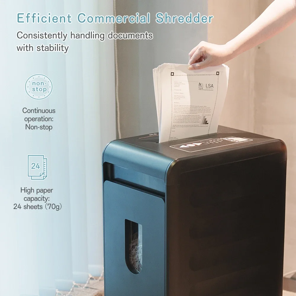 42L Industrial Paper Shredder P4 22 Sheets Non-stop Cross Cut CD Manual Destroyer Device Equipment for Office Commercial Use