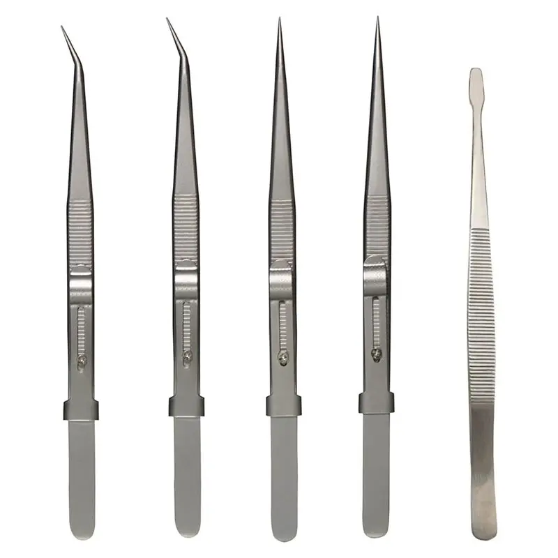 NEW HOT In Stock-5Pcs Precision Tweezers Set - Anti - Static Stainless Steel Tweezers For Electronics, Jewelry Making And Labora