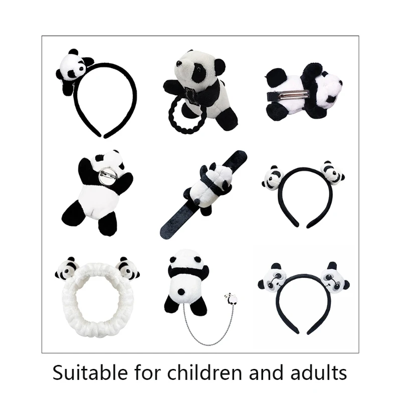 Schattige Panda hoofdband elastiek voor hoofdlus pluche scrunchie haarspeldjes broche brace 40JC