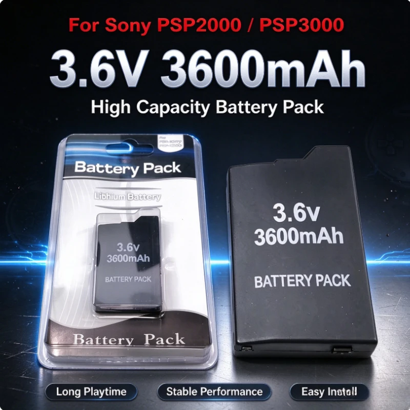 3.6V 3600mAh Rechargeable Li-ion Battery Pack for Sony PSP 2000 PSP 3000 PSP2000 PSP3000 Console Gamepad Replacement Batteries