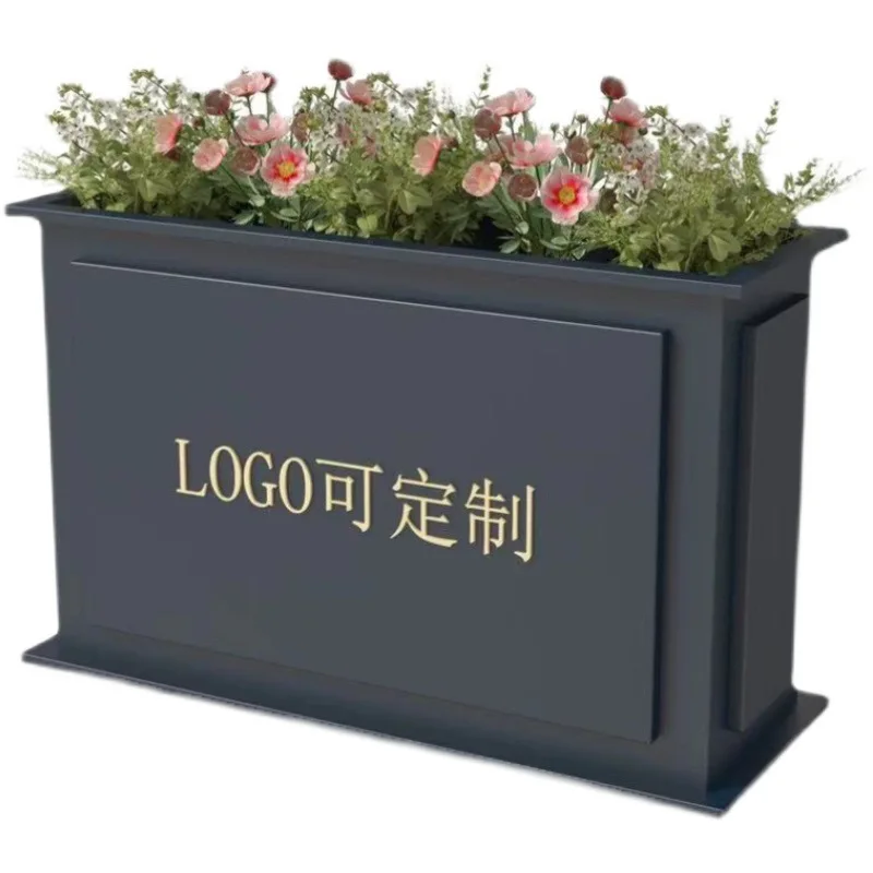 Customized outdoor stainless steel flower box Sales department Flower pot Outdoor wrought iron flower stand Commercial street Fl