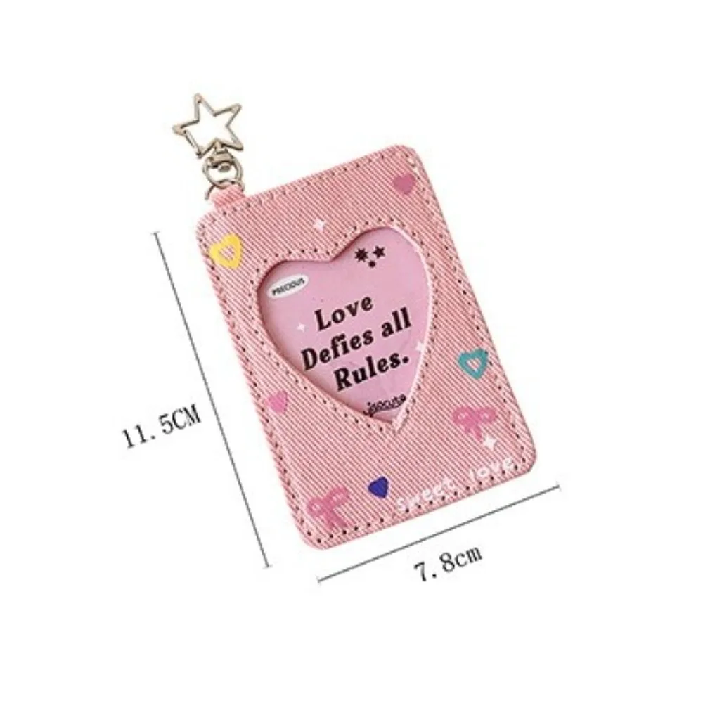 Trend Y2K Card Holder Denim with Keychains K-Pop Idol Photo Card Storage Case 3inch Photocard Holder Girls