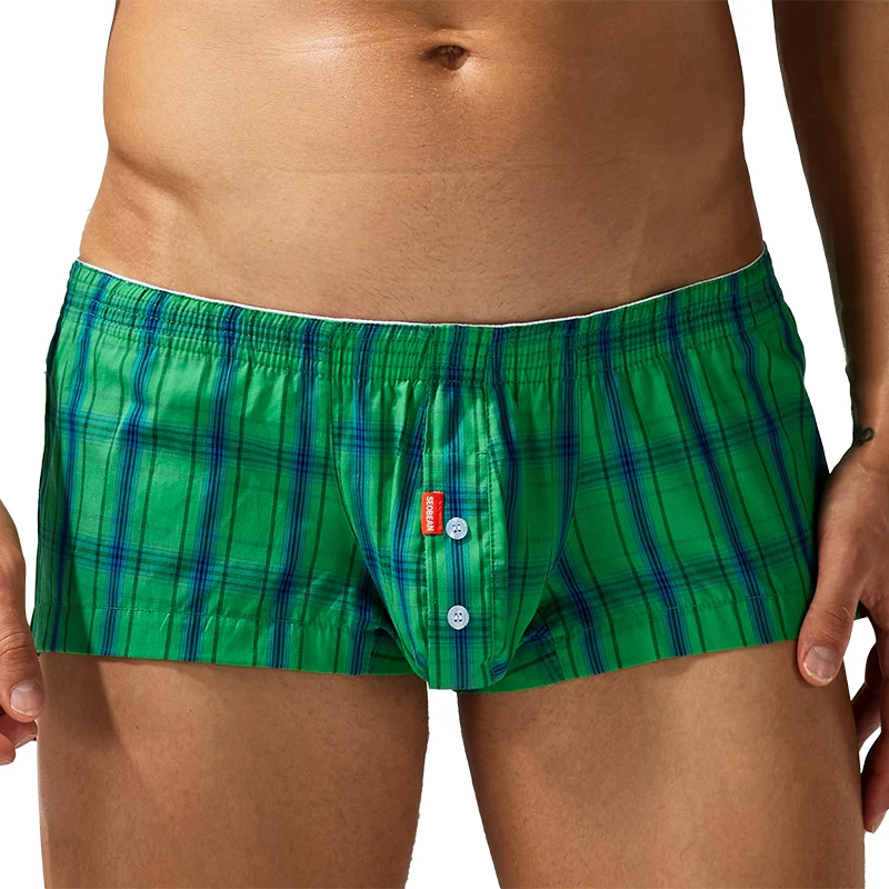 

SEOBEAN 100% Cotton Men's Plaid Boxer Shorts Men Underwear Boxers Home Lounge Shorts Male Underpants Men Sleep Bottoms