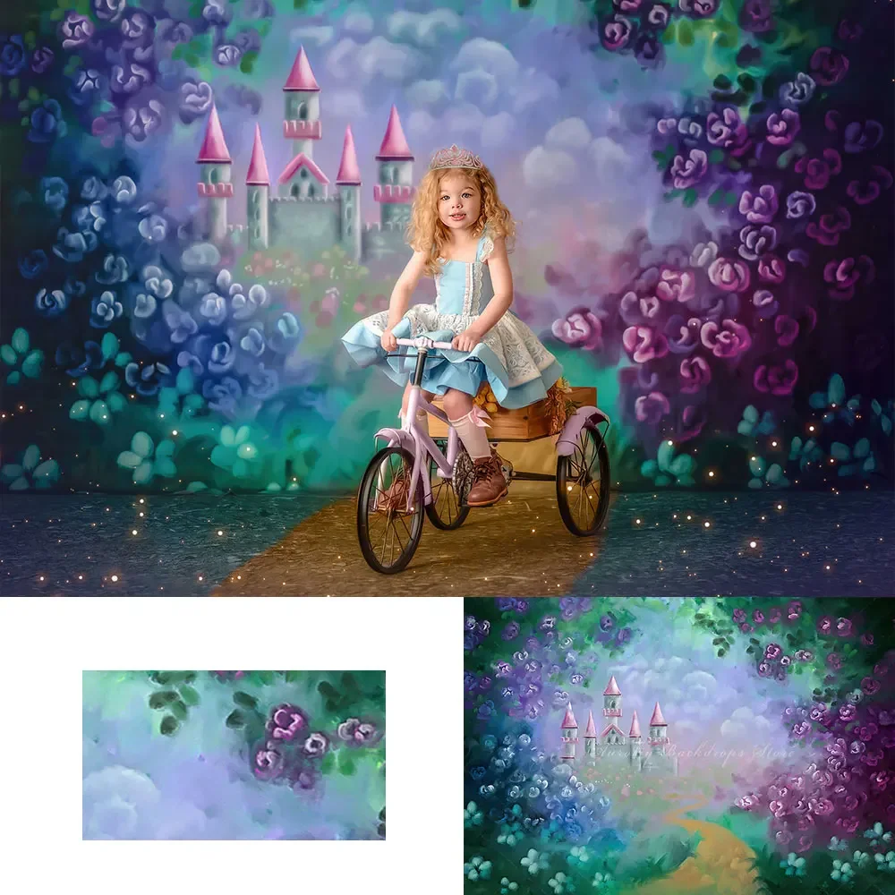 

Фон «Королевство цветов», детский торт, реквизит для фотосъемки, ручная роспись для девочек и детей, абстрактные цветочные декоры для фотосессии