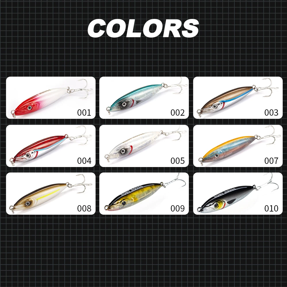 Hunthouse Wobly Bleistift-Angelköder, langsam sinkender harter Köder, WTD, 62 mm, 80 mm, Wobbler, Salzwasserguss, Seebarsch, Hecht, Forelle, Fischgerät – Detail 11