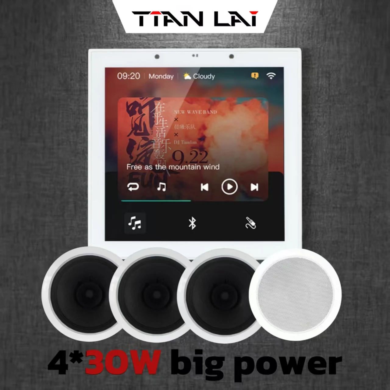 Tianlai 86W 4 Channel 30W Wall Amplifier Smart Switches Wall for Home Zigbee Home Control Panel