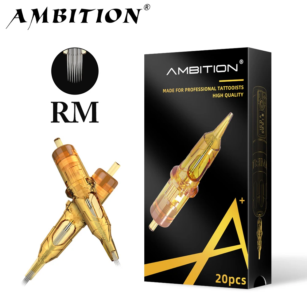 Ambition Glory RM 20PCS Cartridge Tattoo Needles Round Magnum Permanent Makeup Machine Pen Disposable Sterilized Safety Needle