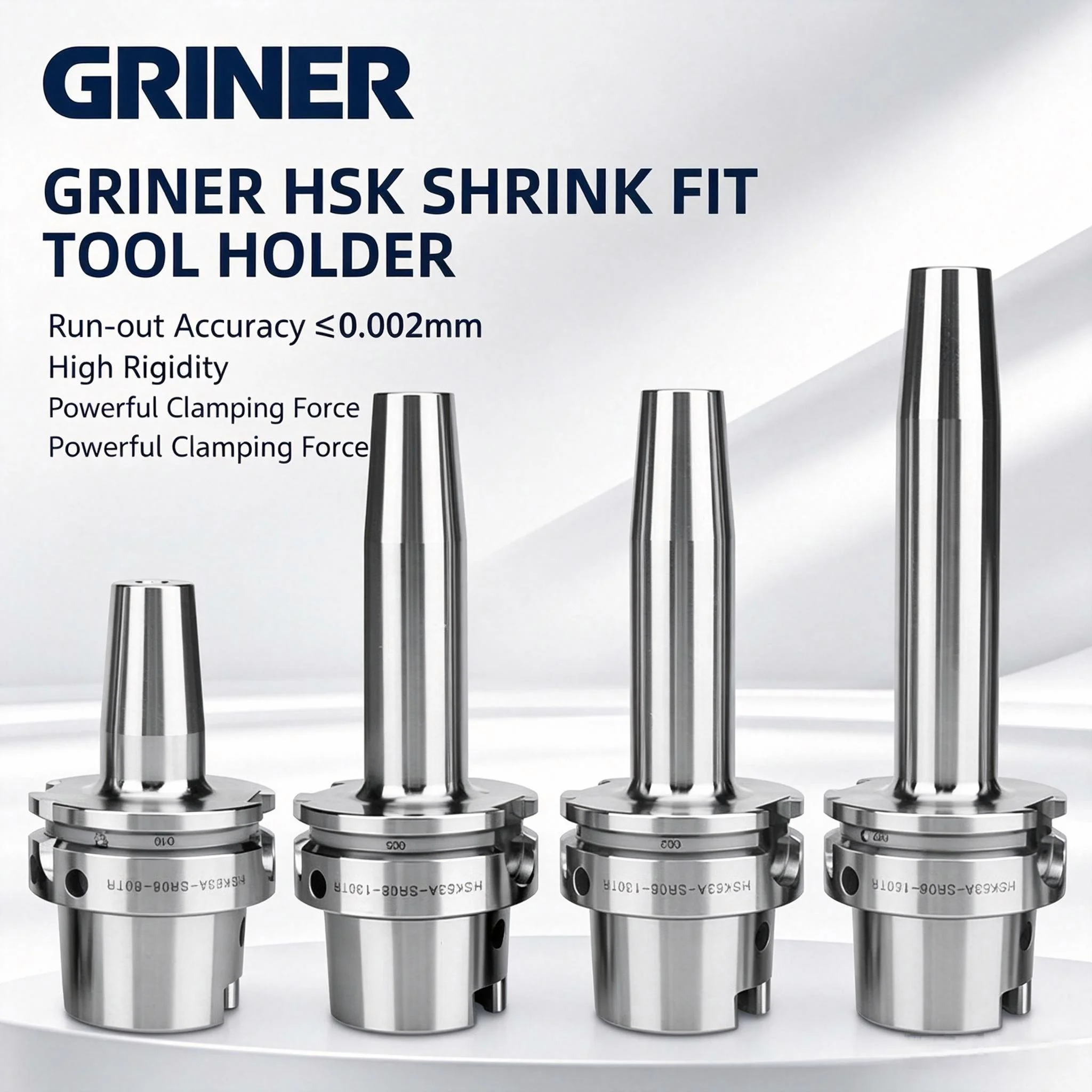 GRINER High‑Accuracy HSK63A Heat Shrink Tool Holder Balanced Thermal Expansion Chuck for CNC High‑Speed Machining