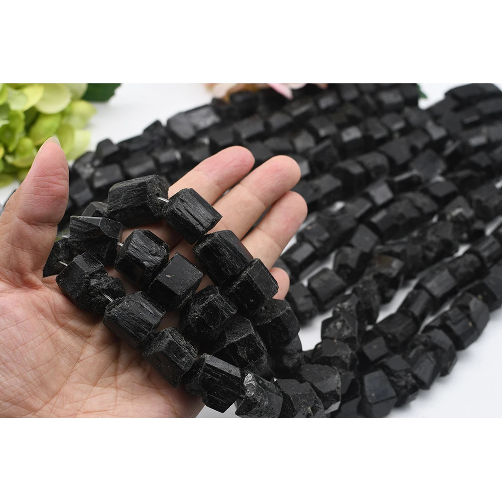 

18-20x18-23mm Natural Original Faceted Black Tourmaline Irregular Beads For DIY necklace bracelet jewelry make 15 "free delivery