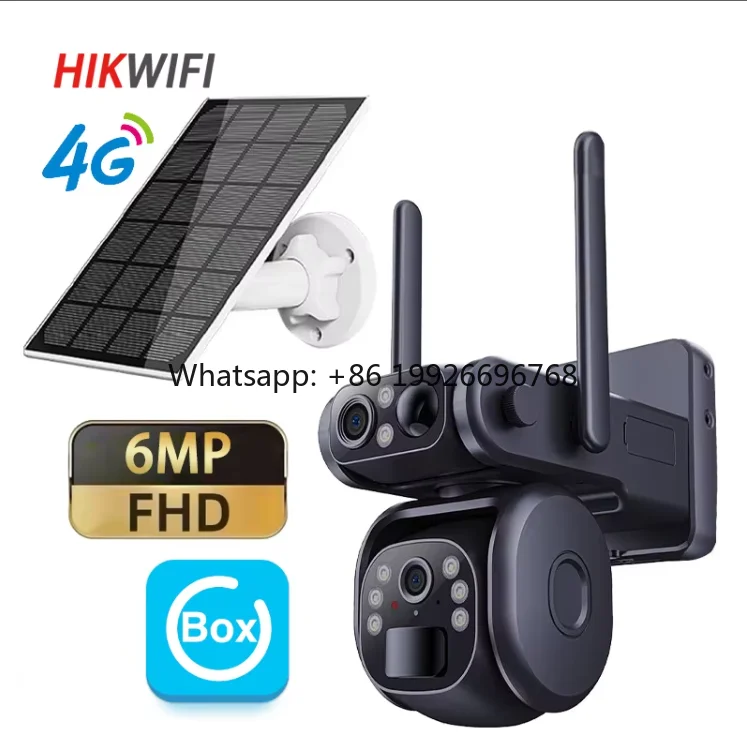 HIKWIF 6MP Outdoor PIR Low Consumption 2 Way Audio Wifi Solar Panel Battery Power Cctv Camera Battery Network Solar Camera