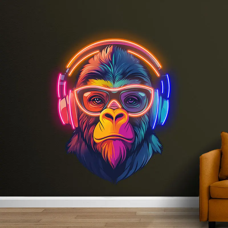 Monkey Neon Sign, Chimpanzee Led Light Sign, Bedroom Man Cave Led Neon, Game Room & Club Wall Decor Light, Monkey Lovers Gift